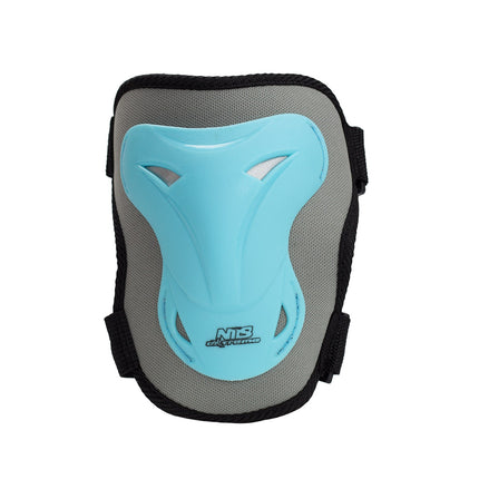Ensemble casque et protections, taille M, gris-bleu