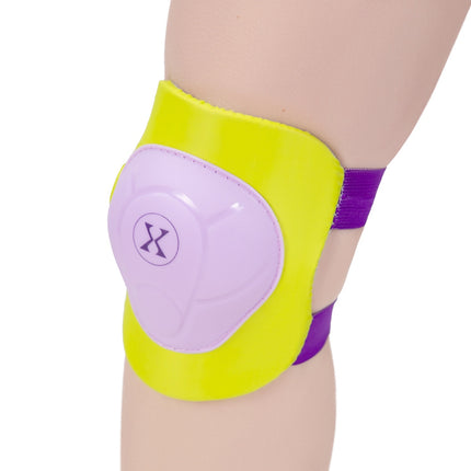 Ensemble casque et protections, taille M, violet-citron vert