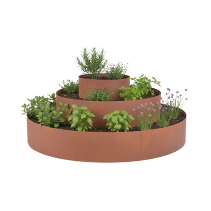Pyramide en spirale pour herbes aromatiques, 3 pièces en acier, finition rouille