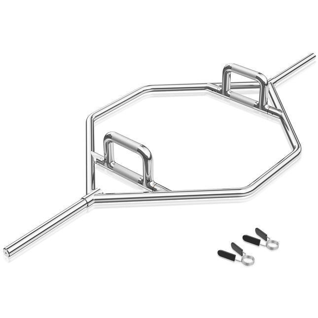 Barre de traction hexagonale, poignées surélevées, 363 kg, disques standard