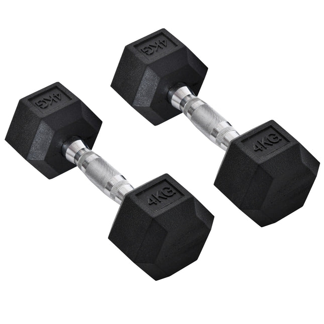 Lot De 2 Haltères Hexagonaux En Fonte Avec Poignée Moletée Et Poids En Métal Et Caoutchouc Noir 2 X 4 Kg