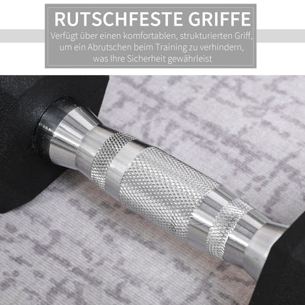 Hexagon-Hantel-Set, 2x4 kg, Gusseisen, gerändelte Griffe
