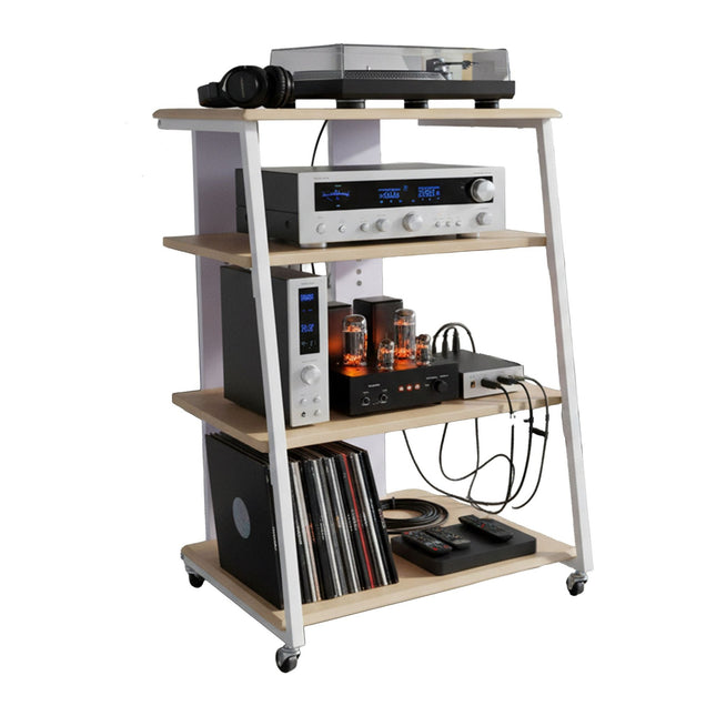 Hi-Fi Rack, 4 Ablagen, verstellbar, Kabelorganizer
