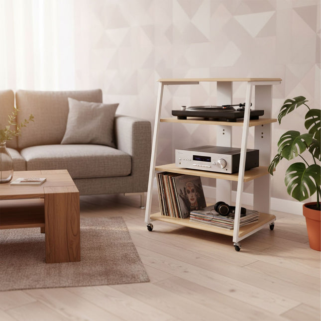 Hi-Fi Rack, 4 Ablagen, verstellbar, Kabelorganizer