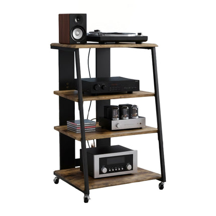 Meuble Hi-Fi à 4 étagères, hauteur réglable