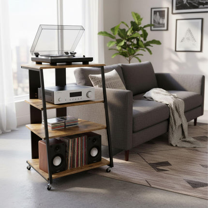 Meuble Hi-Fi à 4 étagères, hauteur réglable