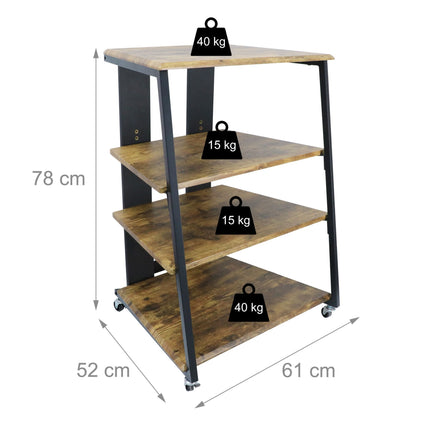 Meuble Hi-Fi à 4 étagères, hauteur réglable