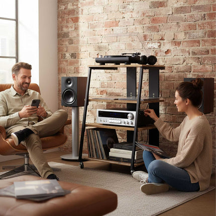 Meuble Hi-Fi à 4 étagères, hauteur réglable