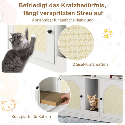 Hidden Cat Litter Cabinet with Storage for 2 Cats, White