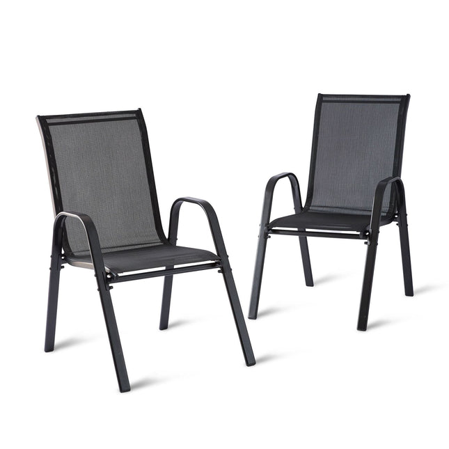 Gartenstuhl-Set mit hoher Rückenlehne, atmungsaktiver Stoff, stapelbar