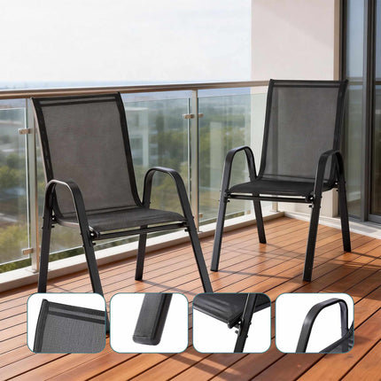 Ensemble de chaises de jardin à dossier haut, tissu respirant, empilables