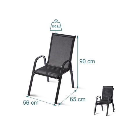 Ensemble de chaises de jardin à dossier haut, tissu respirant, empilables
