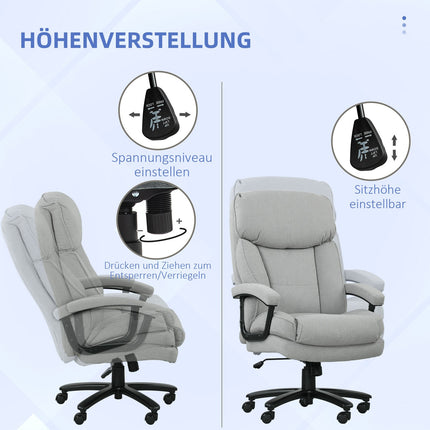 Chaise de bureau à dossier haut, capacité de charge de 200 kg, gris clair