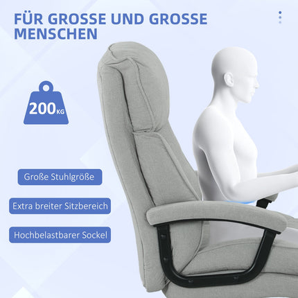Chaise de bureau à dossier haut, capacité de charge de 200 kg, gris clair