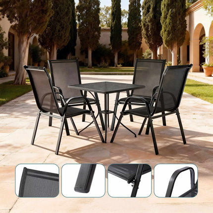Chaises de jardin empilables à dossier haut, en tissu respirant