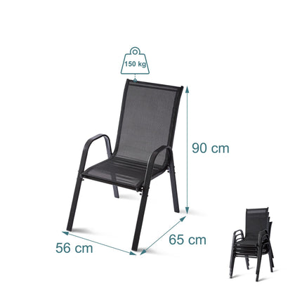 Chaises de jardin empilables à dossier haut, en tissu respirant