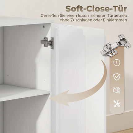Hochglanz-Sideboard in Weiß, 4 Türen, verstellbare Einlegeböden