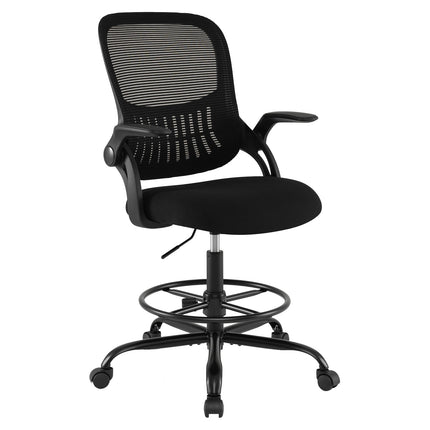 Chaise de dessin à mailles hautes, repose-pieds réglable, noire