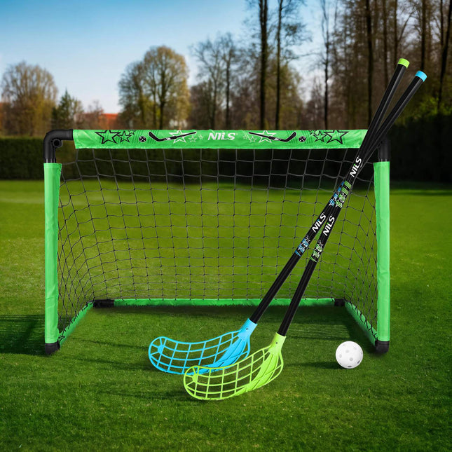 Hockey-Set mit 2 Toren, 2 Schlägern und Ball