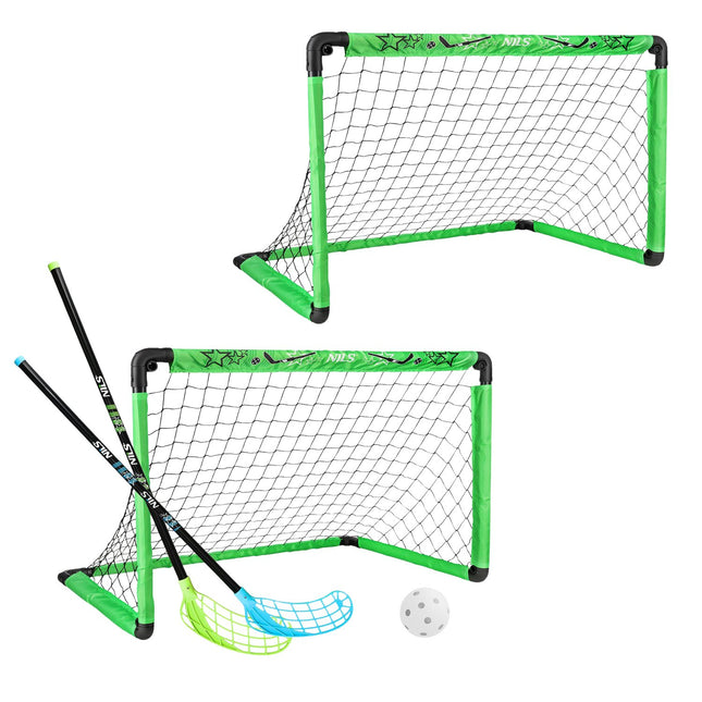 Hockey-Set mit 2 Toren, 2 Schlägern und Ball