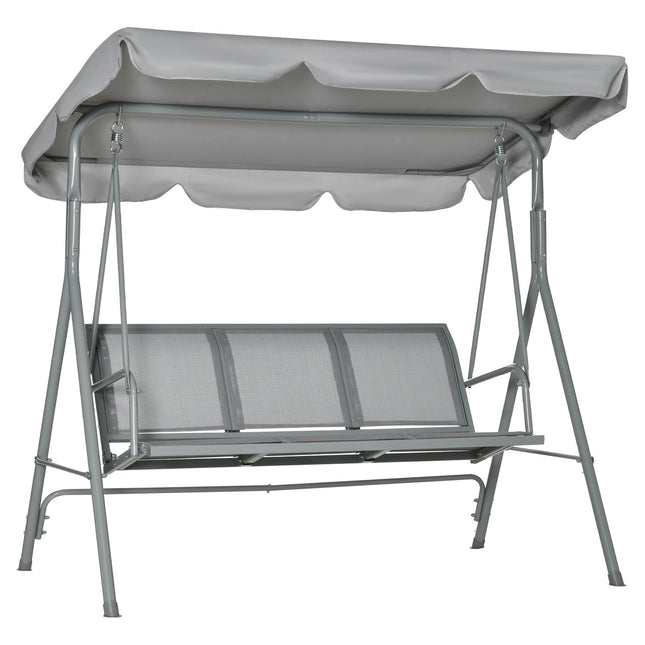 Graue 3-Sitzer Hollywoodschaukel mit Dach - Metall 170x110x153cm