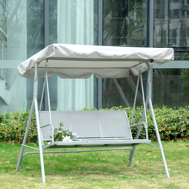 Graue 3-Sitzer Hollywoodschaukel mit Dach - Metall 170x110x153cm
