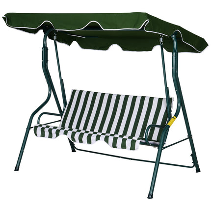 Hollywood Balançoire, Balançoire De Jardin 3 Places, Balançoire, Auvent Ajustable, Cadre En Métal, Vert 170 X 110 X 153 Cm