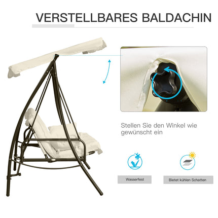 Dreisitzige Gartenschaukel mit klappbarer Sitzfläche, weiß