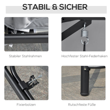 Schaukelbank für den Außenbereich, 3-Sitzer, Liegefunktion, Metall & weißer Polyester