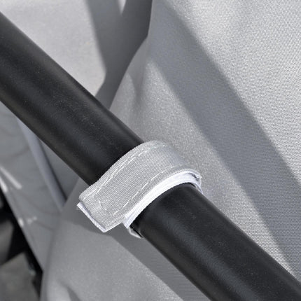 Schaukelbank für den Außenbereich, 3-Sitzer, Liegefunktion, Metall & weißer Polyester