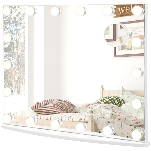 Miroir de coiffeuse de style hollywoodien avec éclairage intégré, 18 LED à intensité variable, blanc