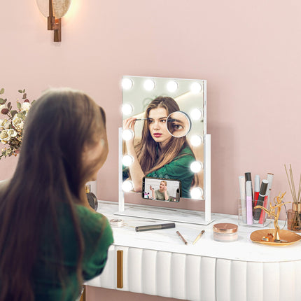 Hollywood makeup mirror with lights, 37x46cm, 10X magnification