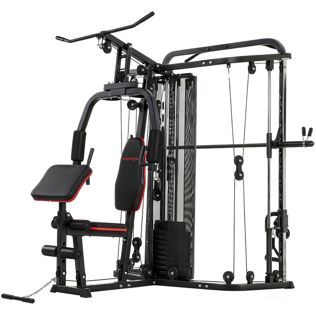 Heim-Fitnessstation mit 65kg Gewichten, Latzug, Curlbank