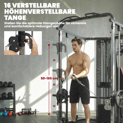 Station de musculation à domicile avec haltères de 65 kg, poulie haute, banc de musculation
