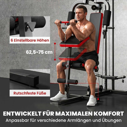 Station de musculation à domicile avec tire-dortoir et banc à biceps réglable