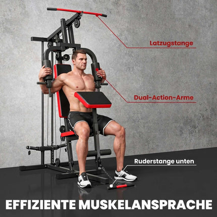 Station de musculation à domicile avec tire-dortoir et banc à biceps réglable