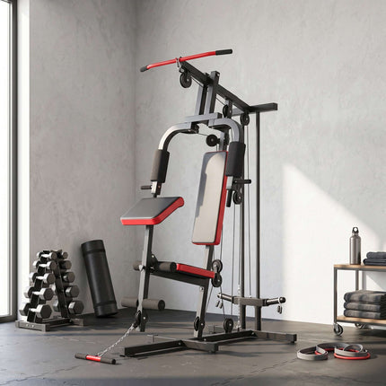Station de musculation à domicile avec tire-dortoir et banc à biceps réglable