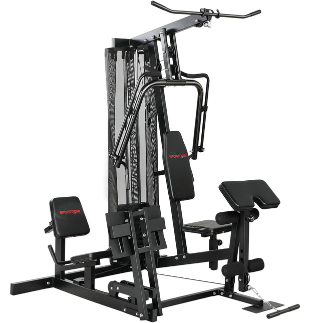Heimtrainer mit Beinpresse, verstellbarem Sitz, 65 kg Gewichte