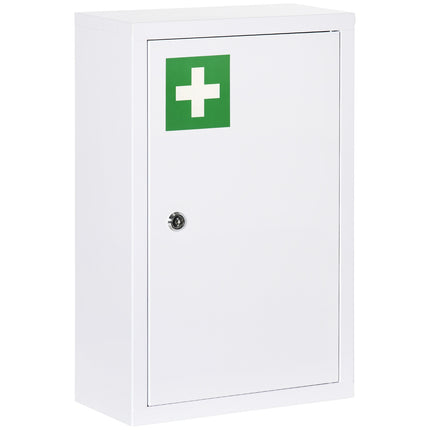 Armoire à pharmacie à 3 compartiments, 30 x 14 x 46 cm, verrouillable, coffre-fort pour enfants avec clés, acier laminé à froid, blanc