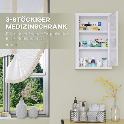 Armoire à pharmacie à 3 compartiments, 30 x 14 x 46 cm, verrouillable, coffre-fort pour enfants avec clés, acier laminé à froid, blanc