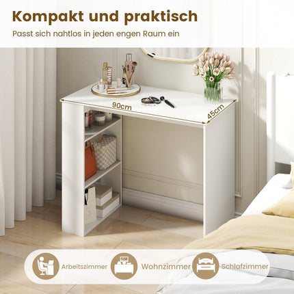 Home Office Schreibtisch mit Regal, 90 cm, Weiß