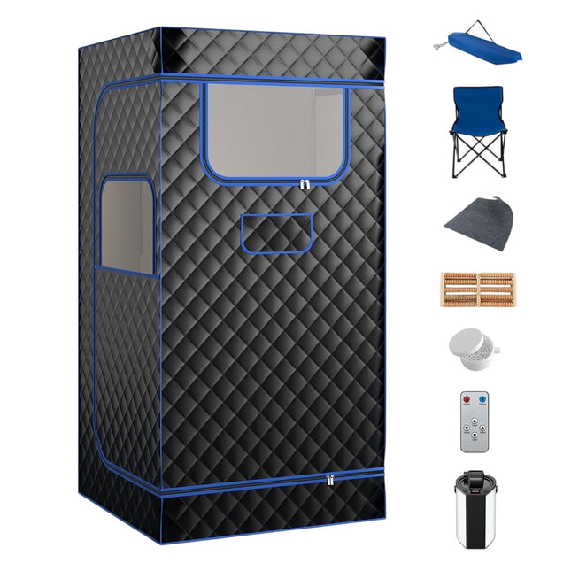 Heim-Dampfsauna-Zelt mit 3-Liter-Generator, Schwarz, 91x91x183 cm