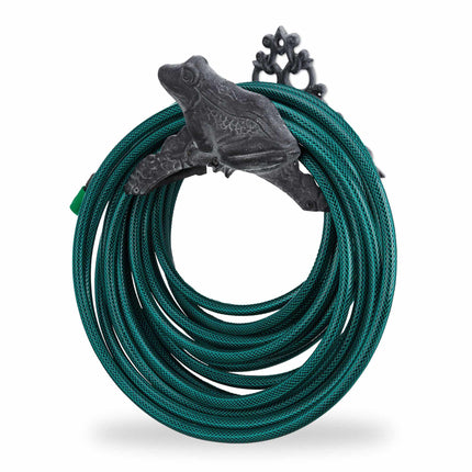 Schlauchhalter aus Gusseisen mit Froschmotiv