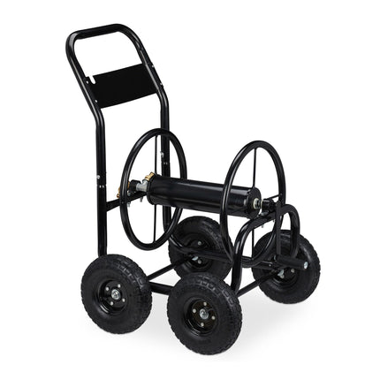 Chariot porte-tuyau en métal noir