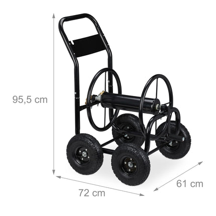Chariot porte-tuyau en métal noir