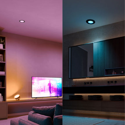 Hue Slim Downlight S 90 mm Weiß und Color Ambiance Schwarz 1er-Pack