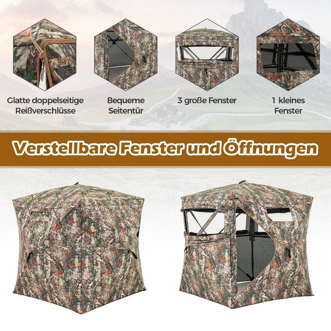 Jagdversteck für 2-3 Personen 360° transparentes Jägerzelt für die Hirsch- und Wildschweinjagd