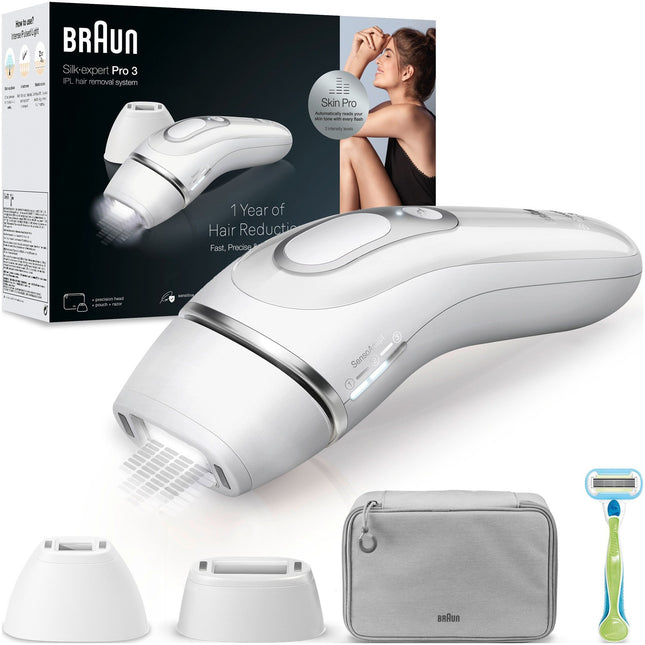 IPL Haarentfernungsgerät mit SkinPro Tech, 2 Köpfen, Etui