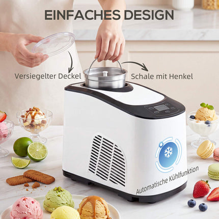Eismaschine mit Kompressor, 1,5L, Weiß