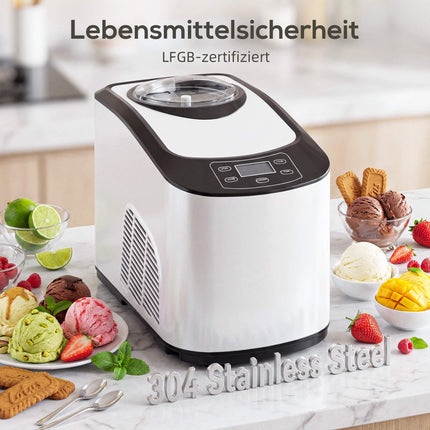 Eismaschine mit Kompressor, 1,5L, Weiß